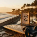 Activité lacanau : surf sur l’océan et lac calme à Golden hour