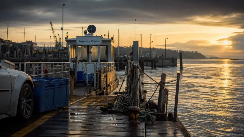 Bateau Royan au port de Royan au coucher du soleil