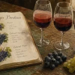 Cépage bordelais Merlot Cabernet assemblage dans des verres à vin