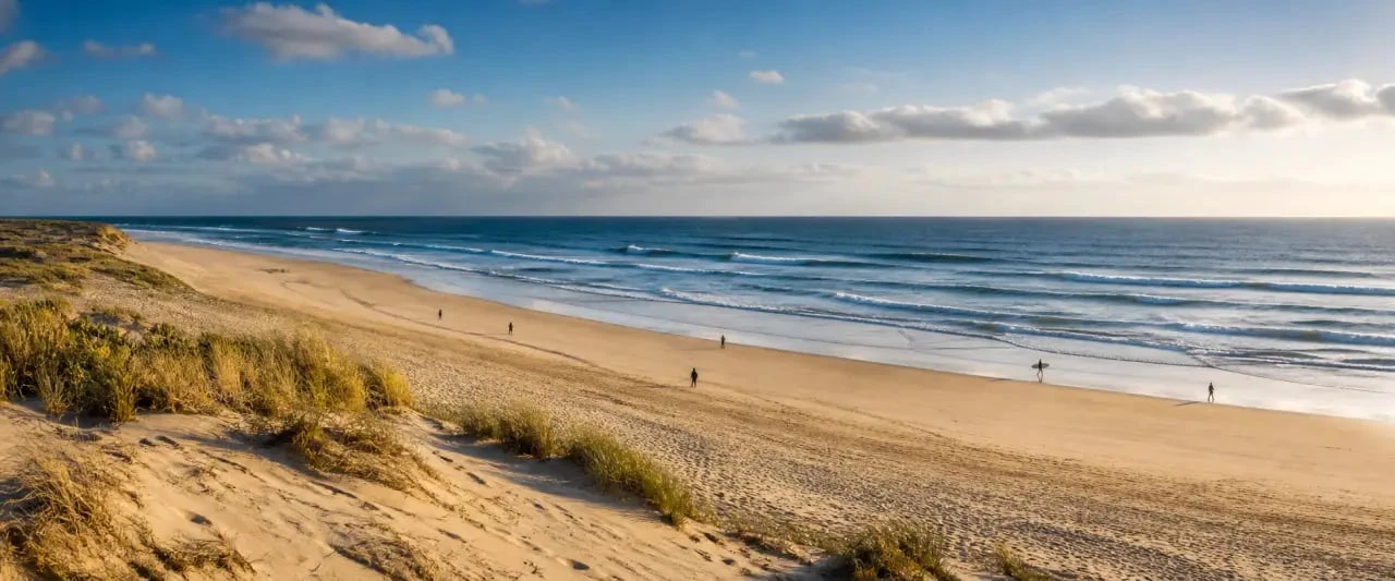 Plage de l’horizon cap ferret, vue panoramique sur l’océan Atlantique, la dune et le sable blond