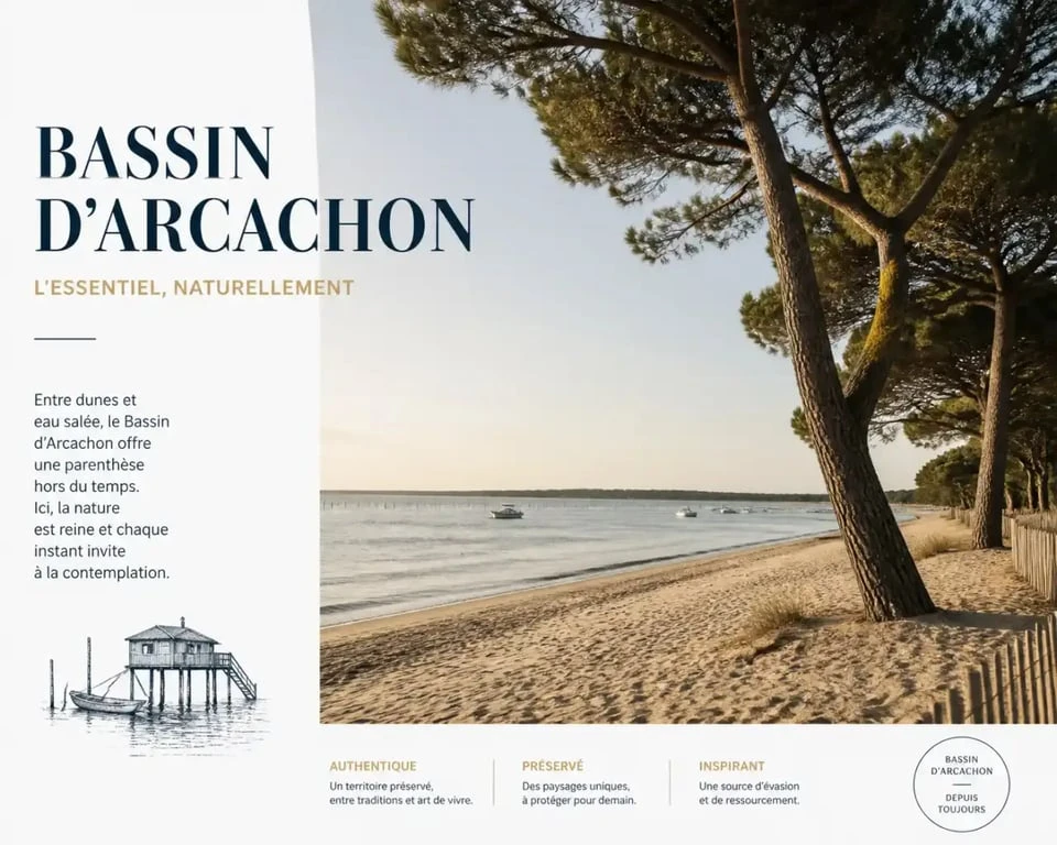 Plage du Triangle Pereire à Arès avec ses pins et son ambiance paisible sur le Bassin d'Arcachon