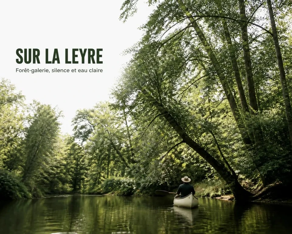 Canoe gironde sur la Leyre dans une forêt-galerie dense