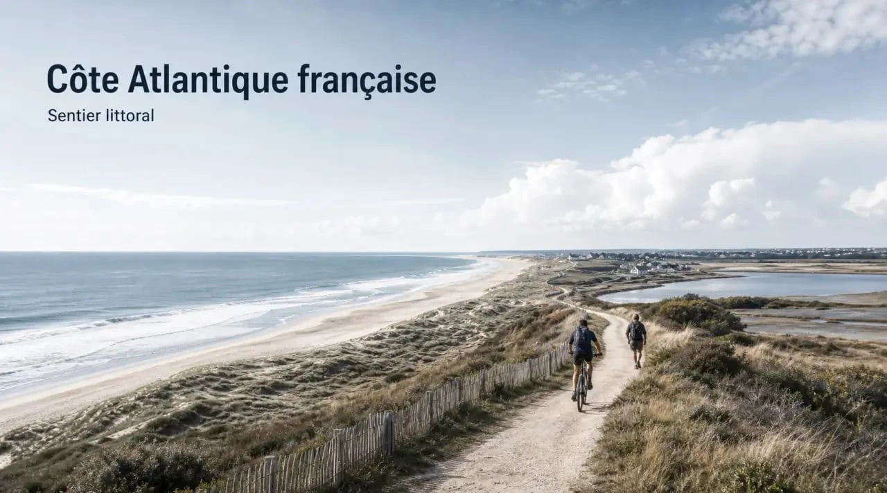 Séjours thématiques côte atlantique avec cycliste et randonneur face à l’océan