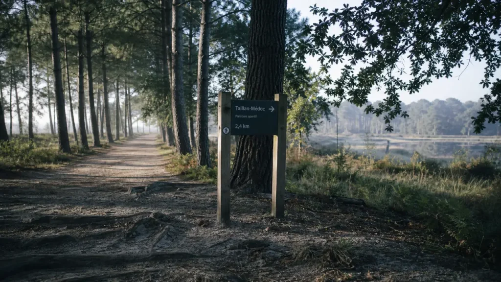 Forêt du taillan médoc, sentier sportif en forêt