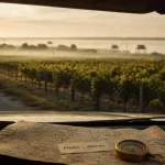 Guide médoc : vignes du Médoc et estuaire, cabernet et carrelets.