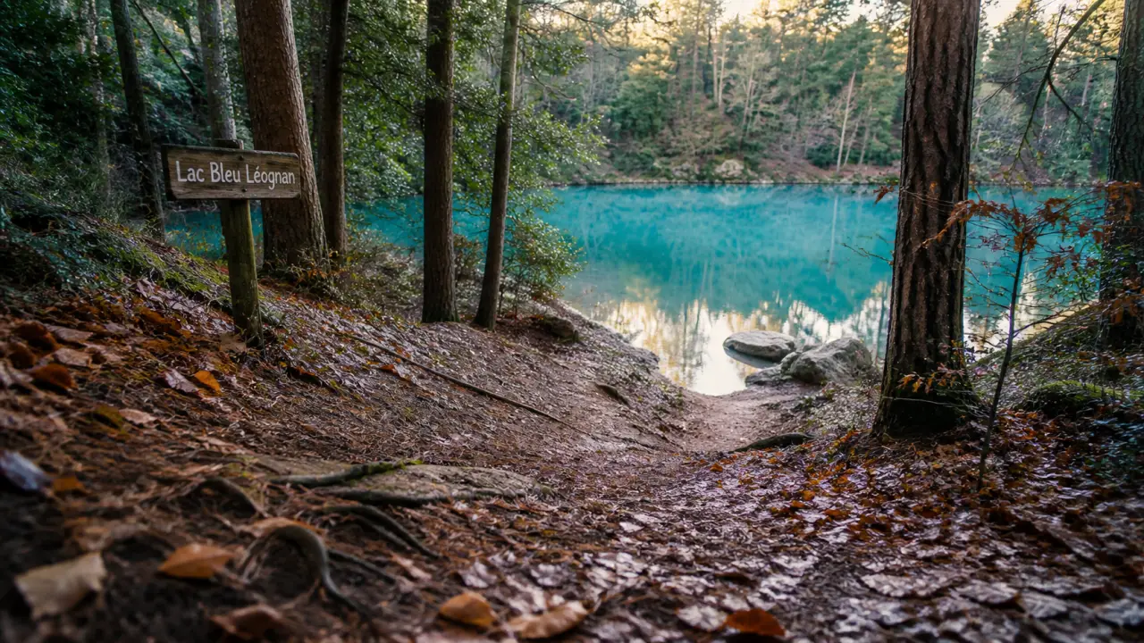 lac bleu gironde à Léognan, sentier vers le lac bleu
