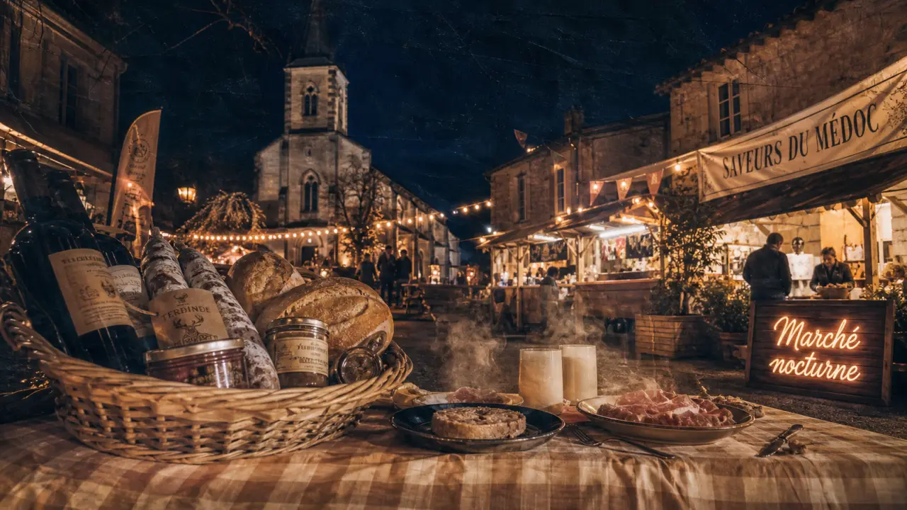 Marché nocturne Medoc : stands et produits locaux au village