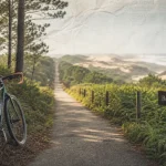 Piste cyclable lacanau bordeaux le long des pins et l’océan