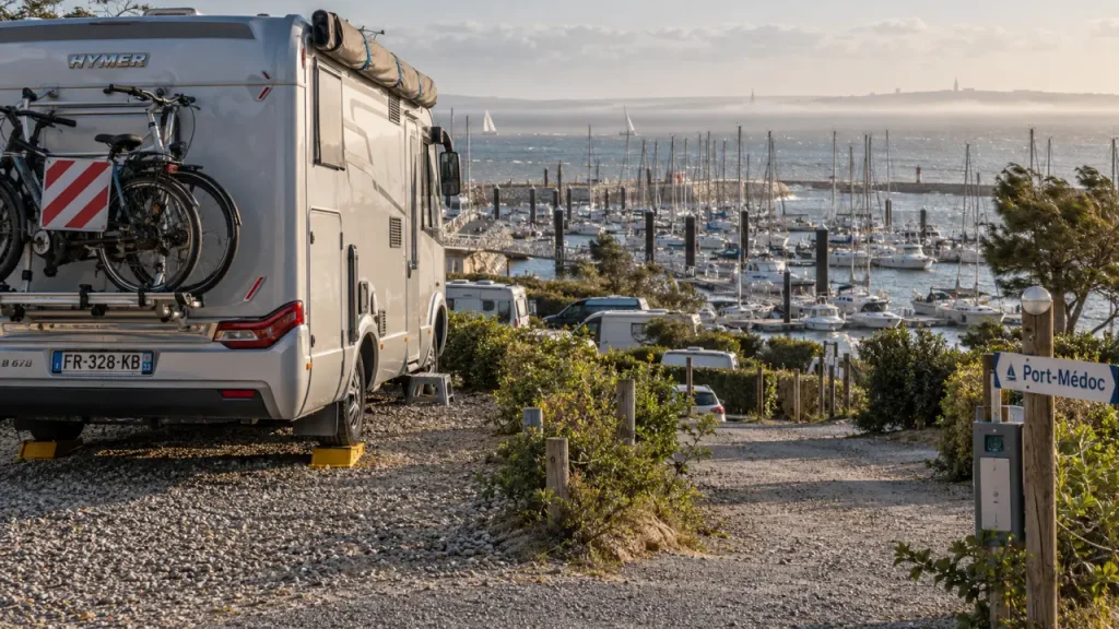 Aire de camping car port médoc, camping-cars près de la marina et vers Royan