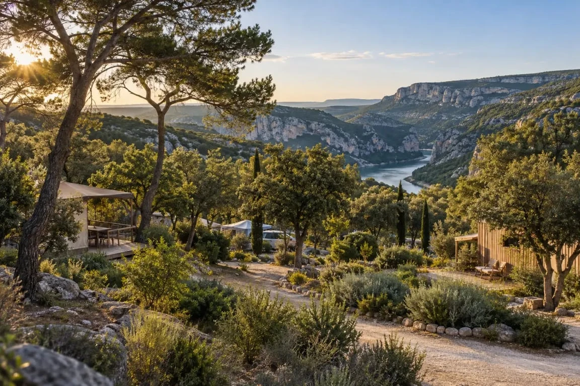 Camping Verdon Les Grands Domaines dans un domaine boisé près des Basses Gorges