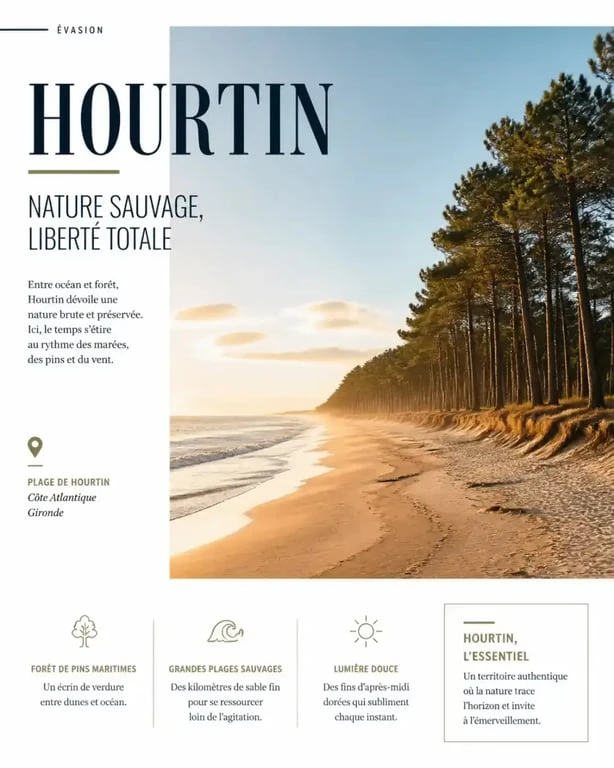 Vue panoramique de Hourtin Plage avec ses dunes et sa forêt de pins