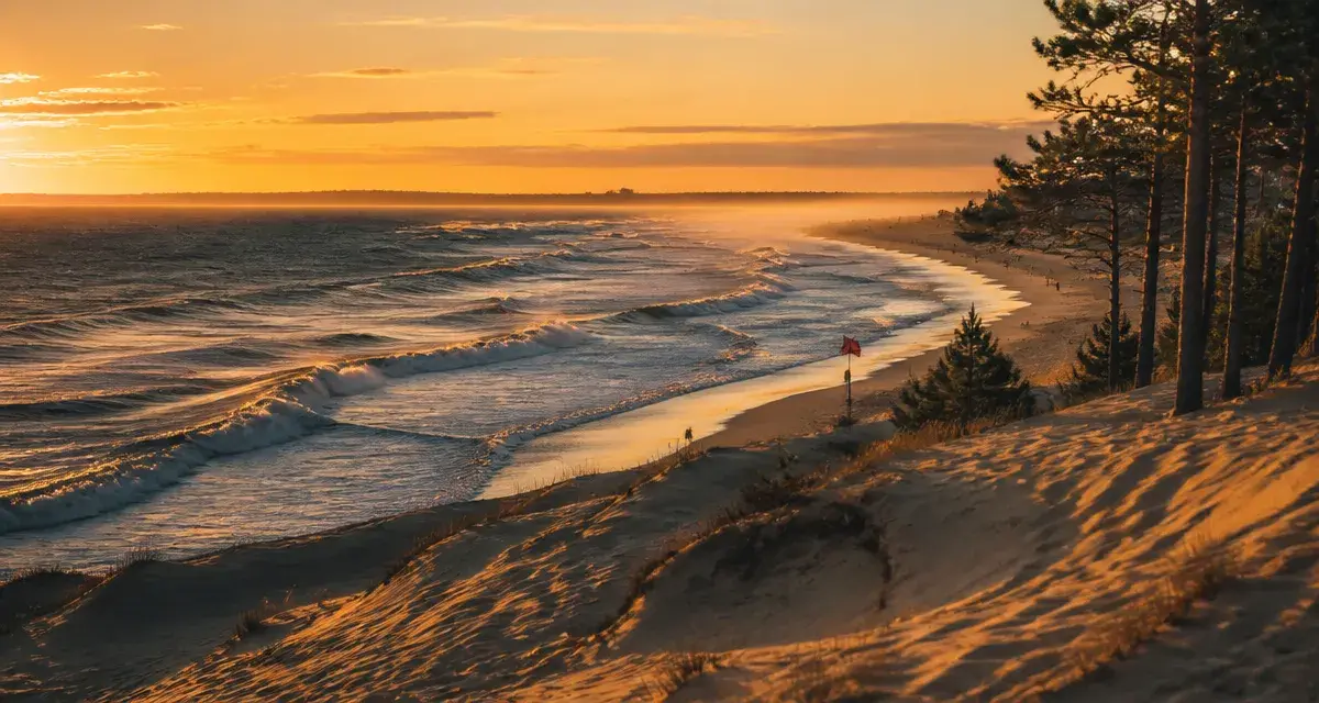 Hourtin plage : océan Atlantique sauvage, surf et lac, dunes et pins au golden hour