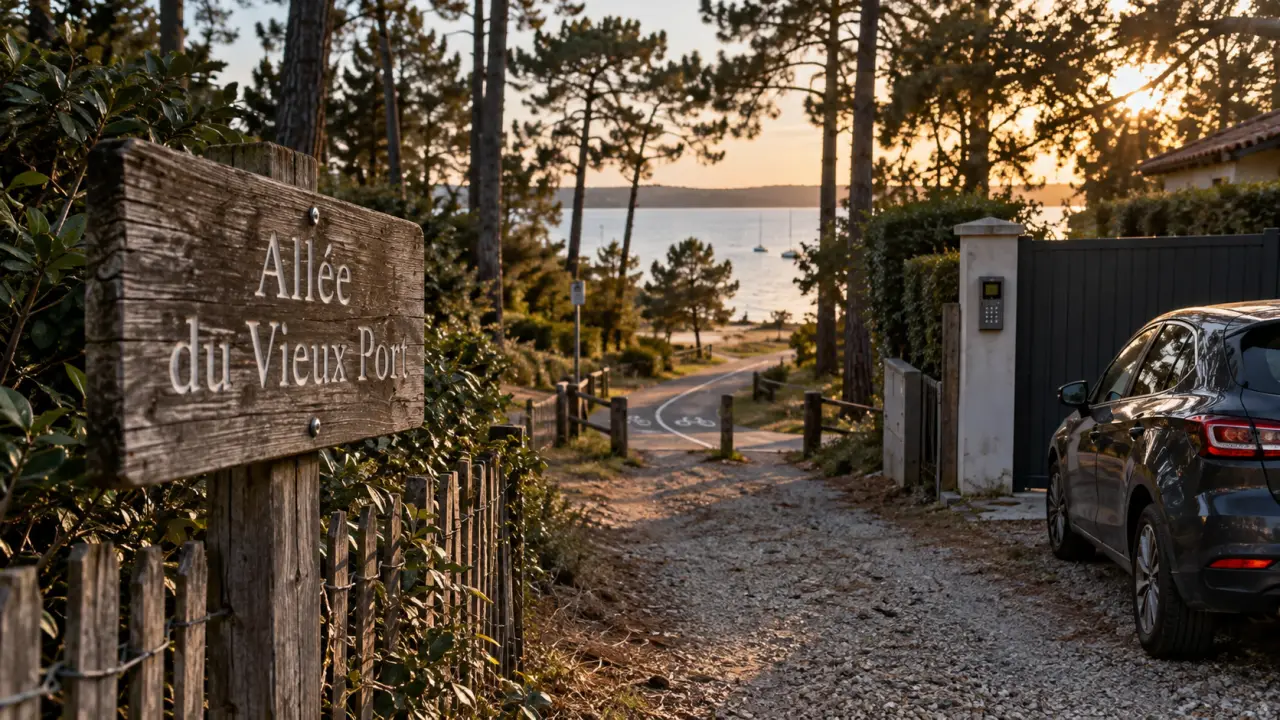 Chemin du Vieux Port 33680 Lacanau Médoc : panneau Allée du Vieux Port