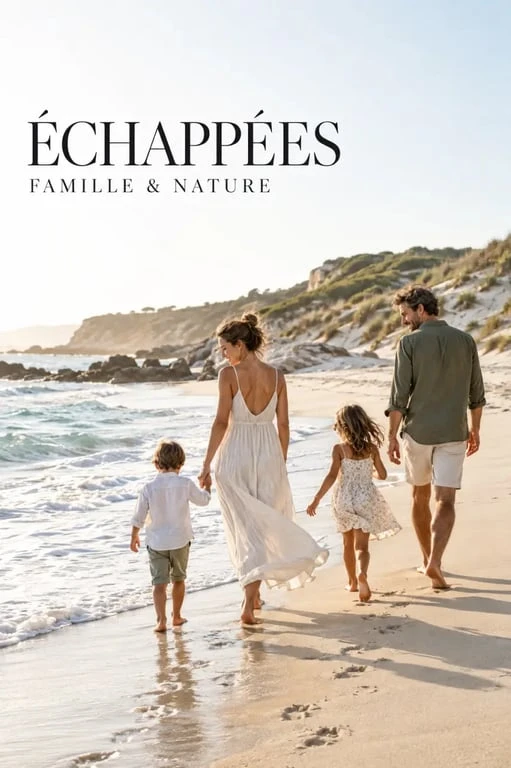 Famille profitant de vacances famille nature sur une plage préservée