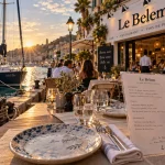 Le Belem port médoc : terrasse face aux voiliers