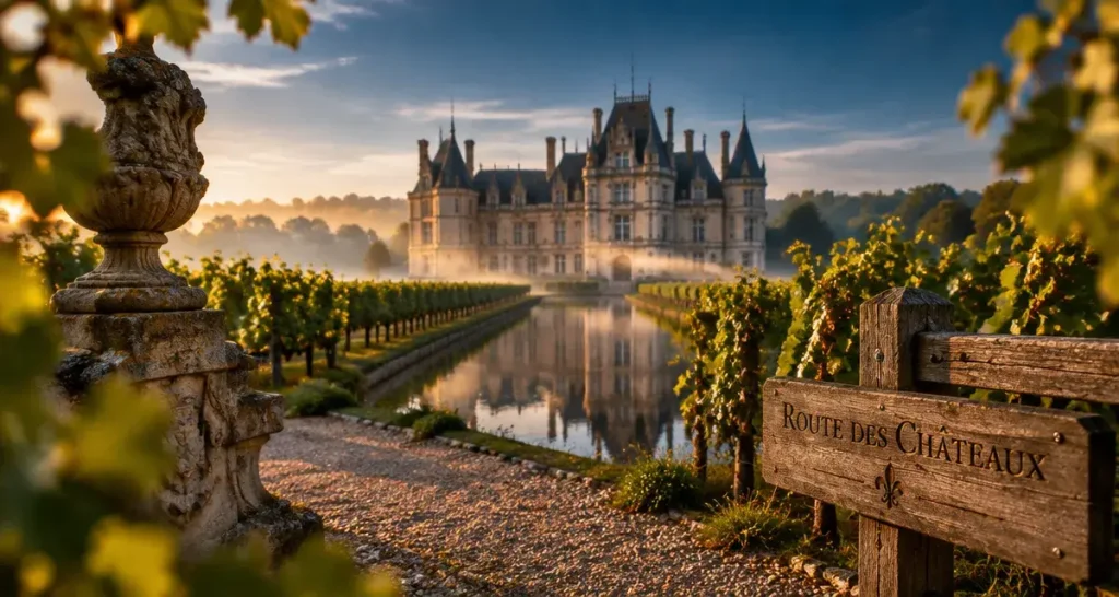 Les plus beaux châteaux du Médoc : château entre vignes, allée de gravier