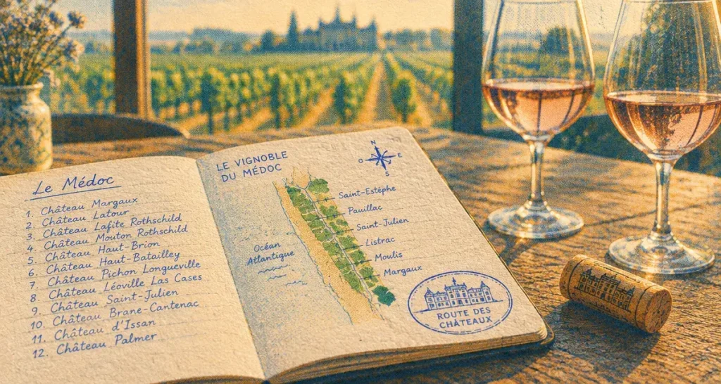 Liste des châteaux du Médoc : carnet de visite, dégustation et plan des vignes