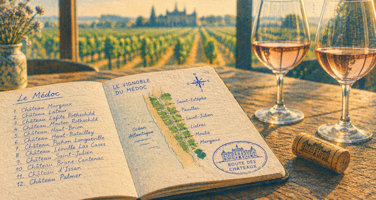 Liste des châteaux du Médoc : carnet de visite, dégustation et plan des vignes